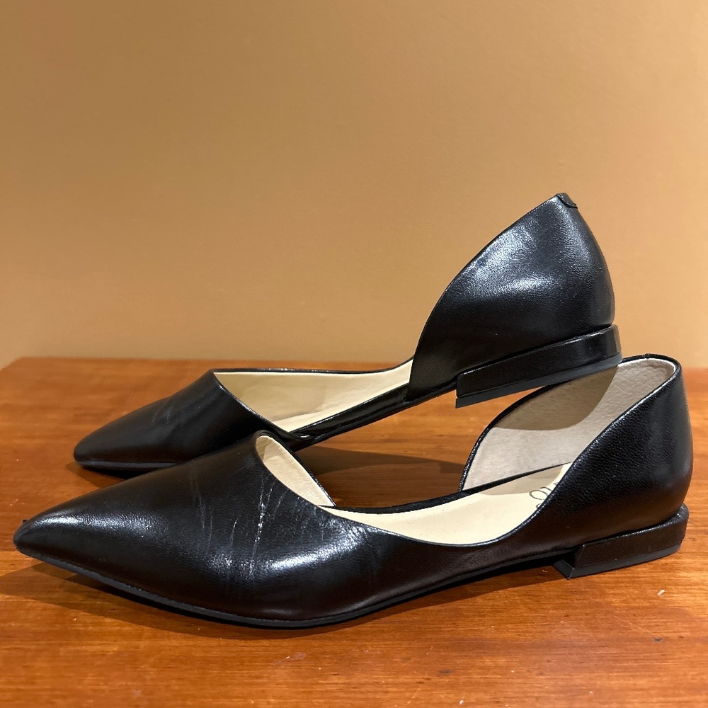 Franco Sarto Black Leather D'orsay Flats